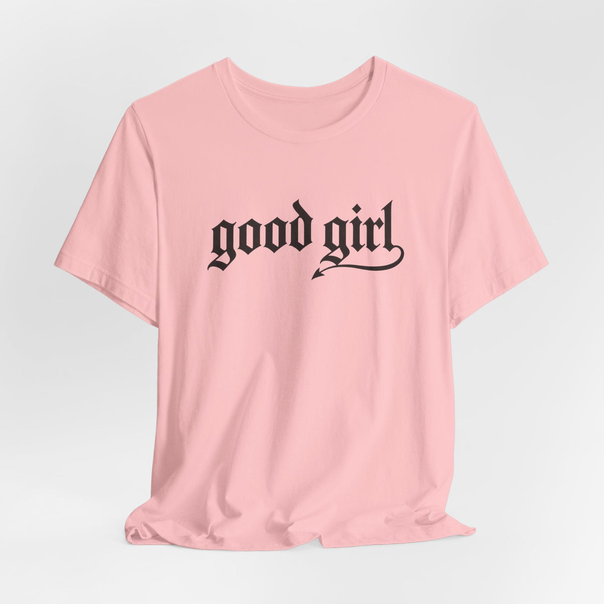 Good Girl Graphic Tee — Vintage Script White T-Shirt