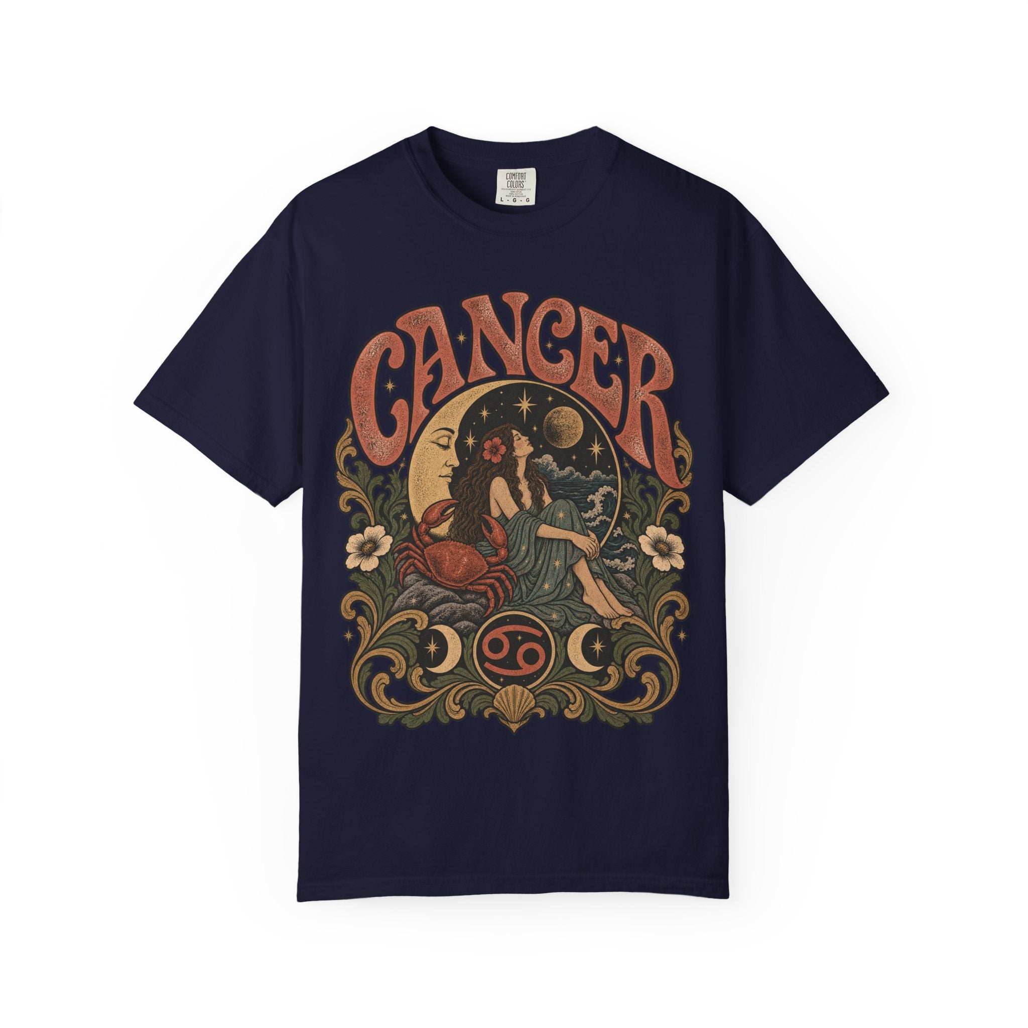 Cancer Zodiac T‑Shirt — Vintage Astrology Tee (Cancer Zodiac Sign)