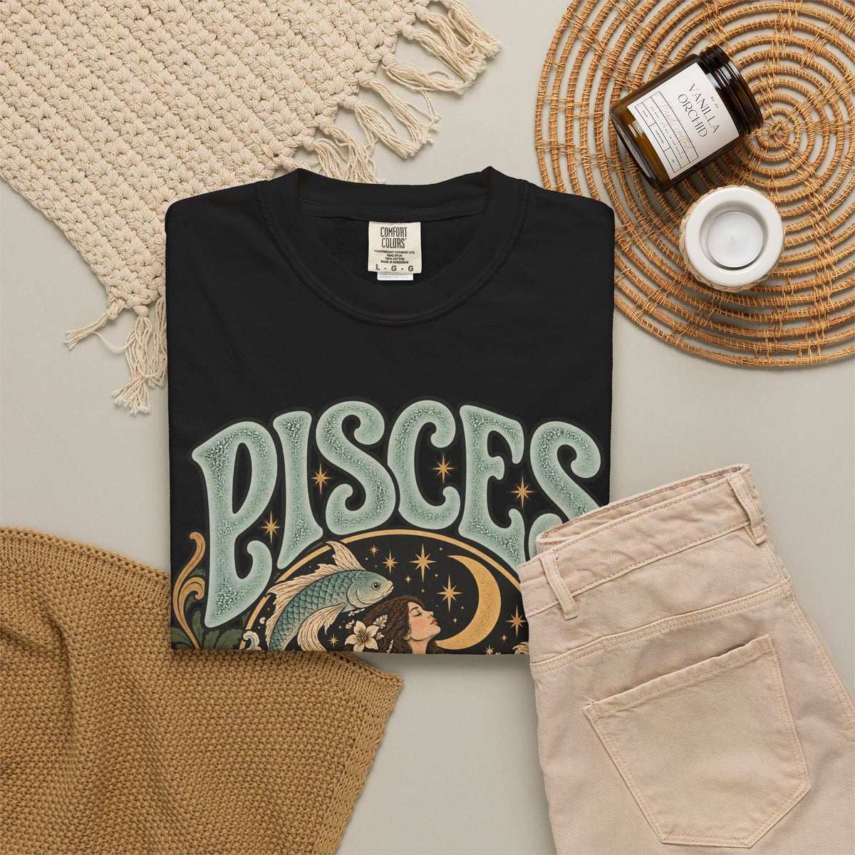Pisces Zodiac T-Shirt — Retro Astrological Artwork