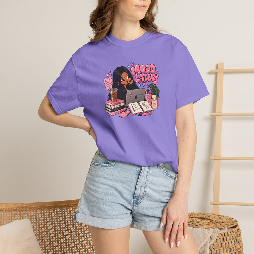 Mood Lately T-Shirt — Cute Study Girl Graphic Tee