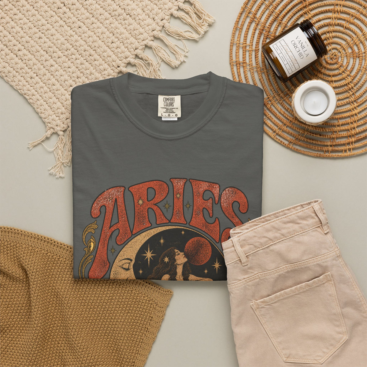Vintage Aries Zodiac Tee — Moon & Ram Astrology Graphic T-Shirt