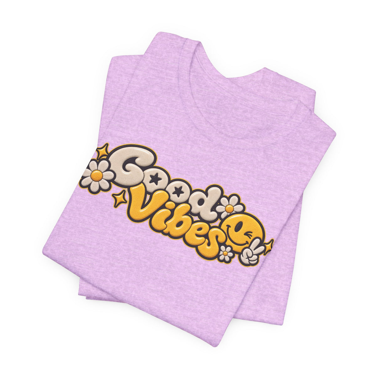 Good Vibes Retro Tee — Smiley Flower Graphic T-Shirt
