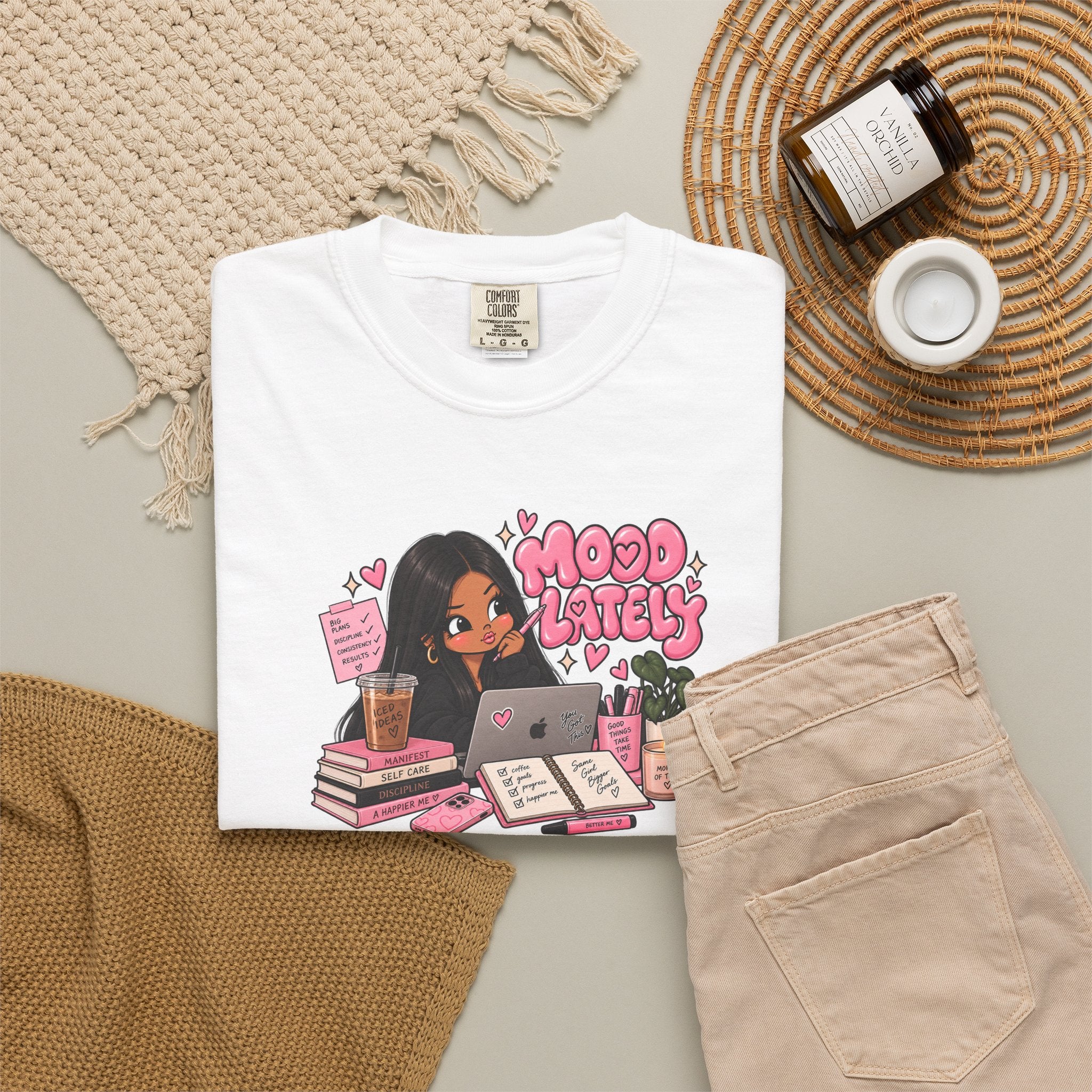 Mood Lately T-Shirt — Cute Study Girl Graphic Tee