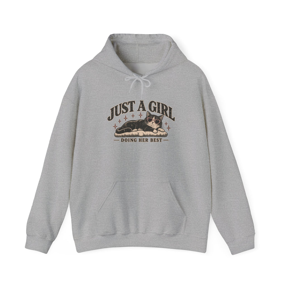 Just a Girl Doing Her Best Hoodie — Cute Cat Graphic Pullover