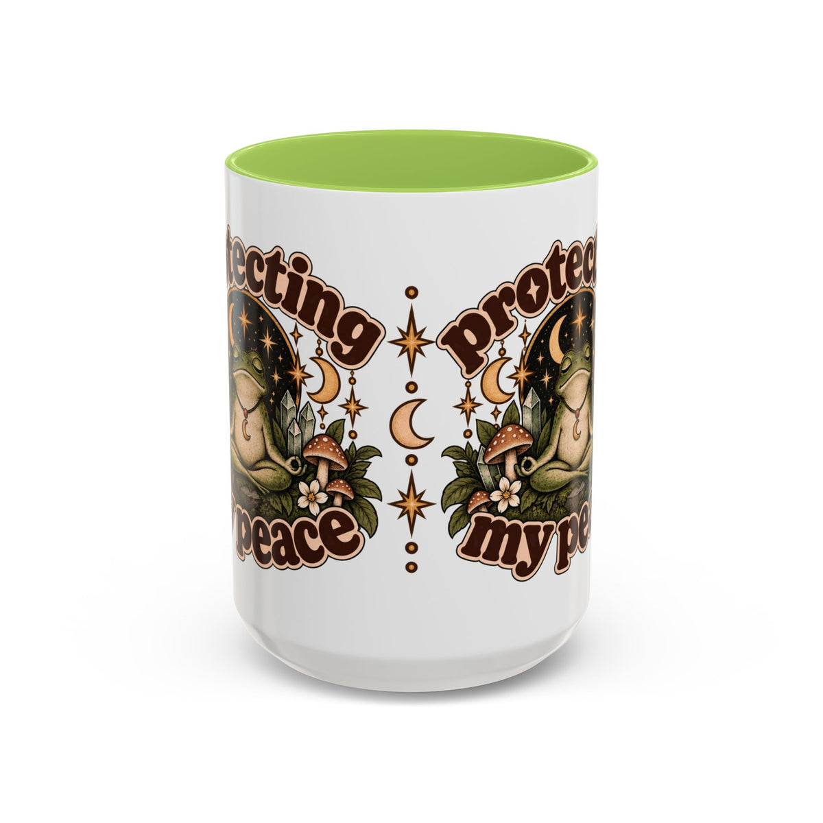 Protecting My Peace Mug — Frog & Mushroom Ceramic Coffee Mug
