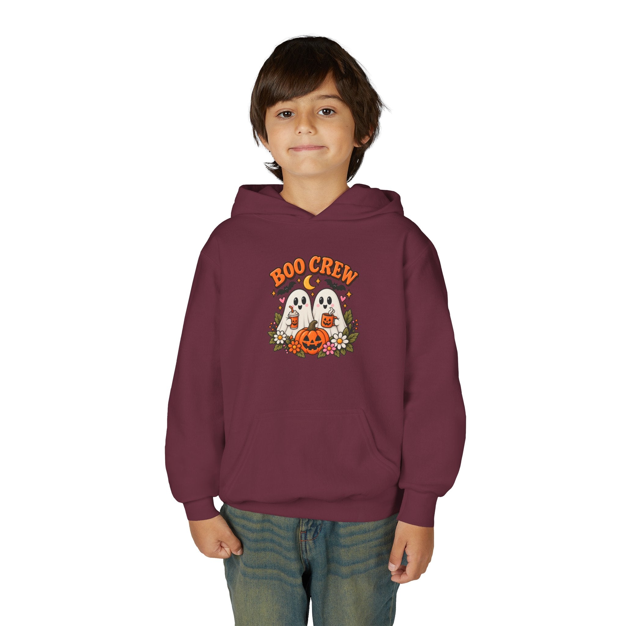 Youth 'Boo Crew' Halloween Hoodie — Cute Ghosts & Pumpkin Kids Sweatshirt