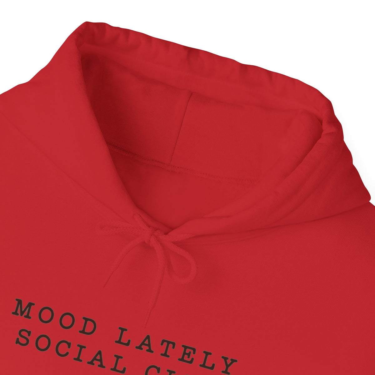Mood Lately Social Club Hoodie — Minimal Text Graphic Pullover