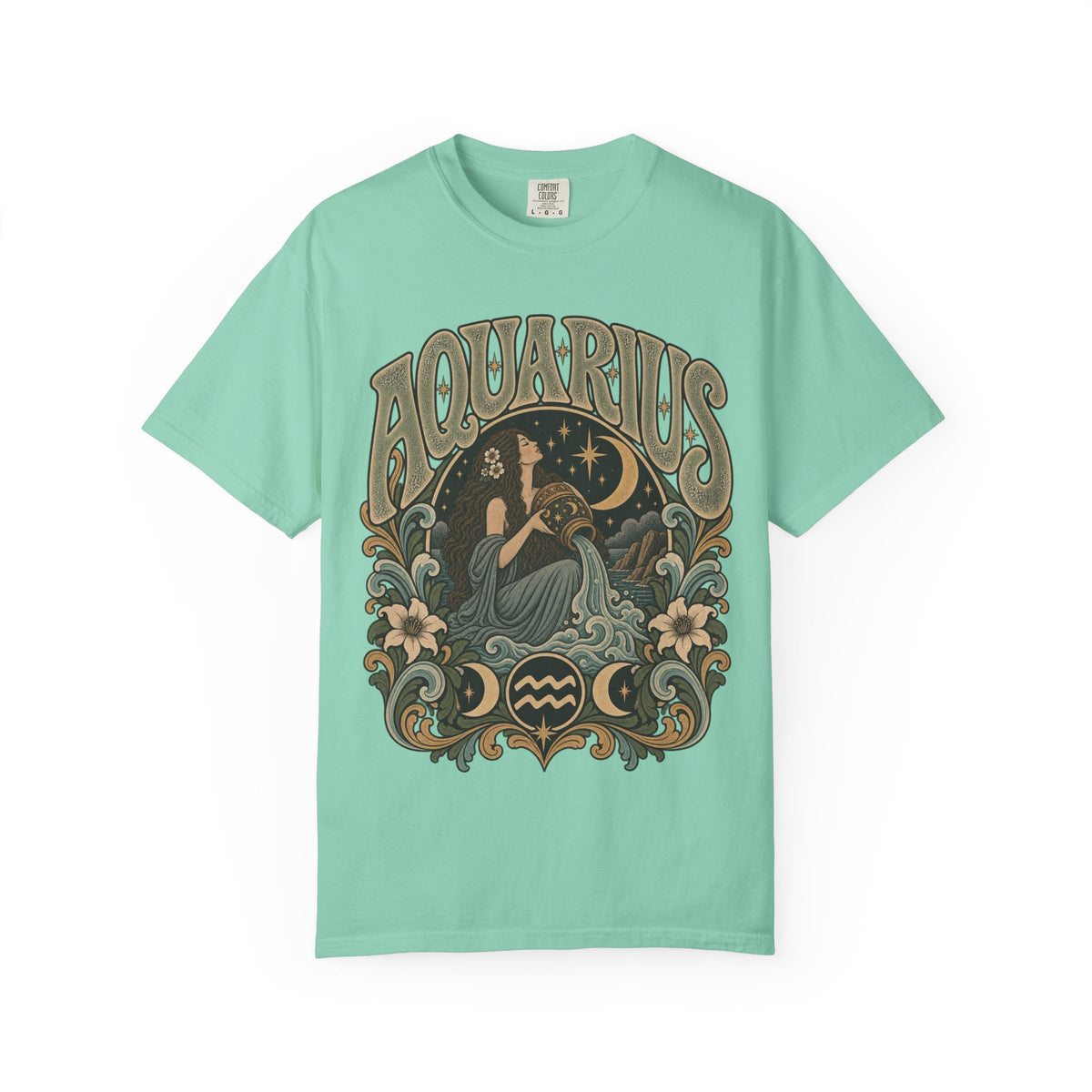 Vintage Aquarius Zodiac Tee — Retro Celestial Astrology T-Shirt