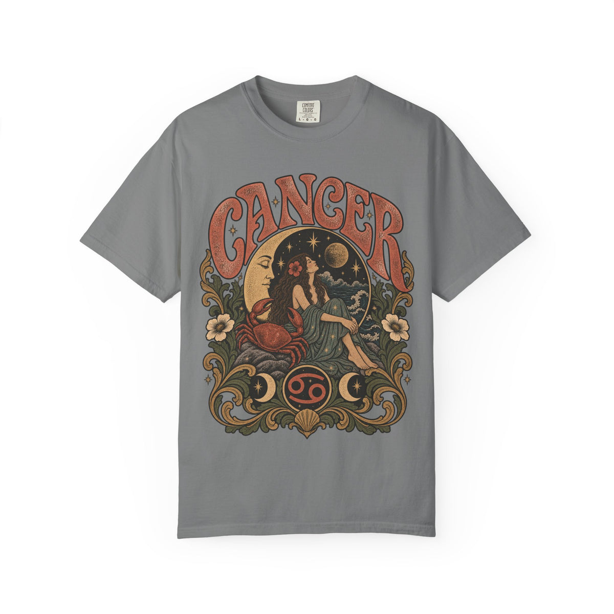 Vintage Cancer Zodiac Tee — Retro Celestial Astrology T-Shirt