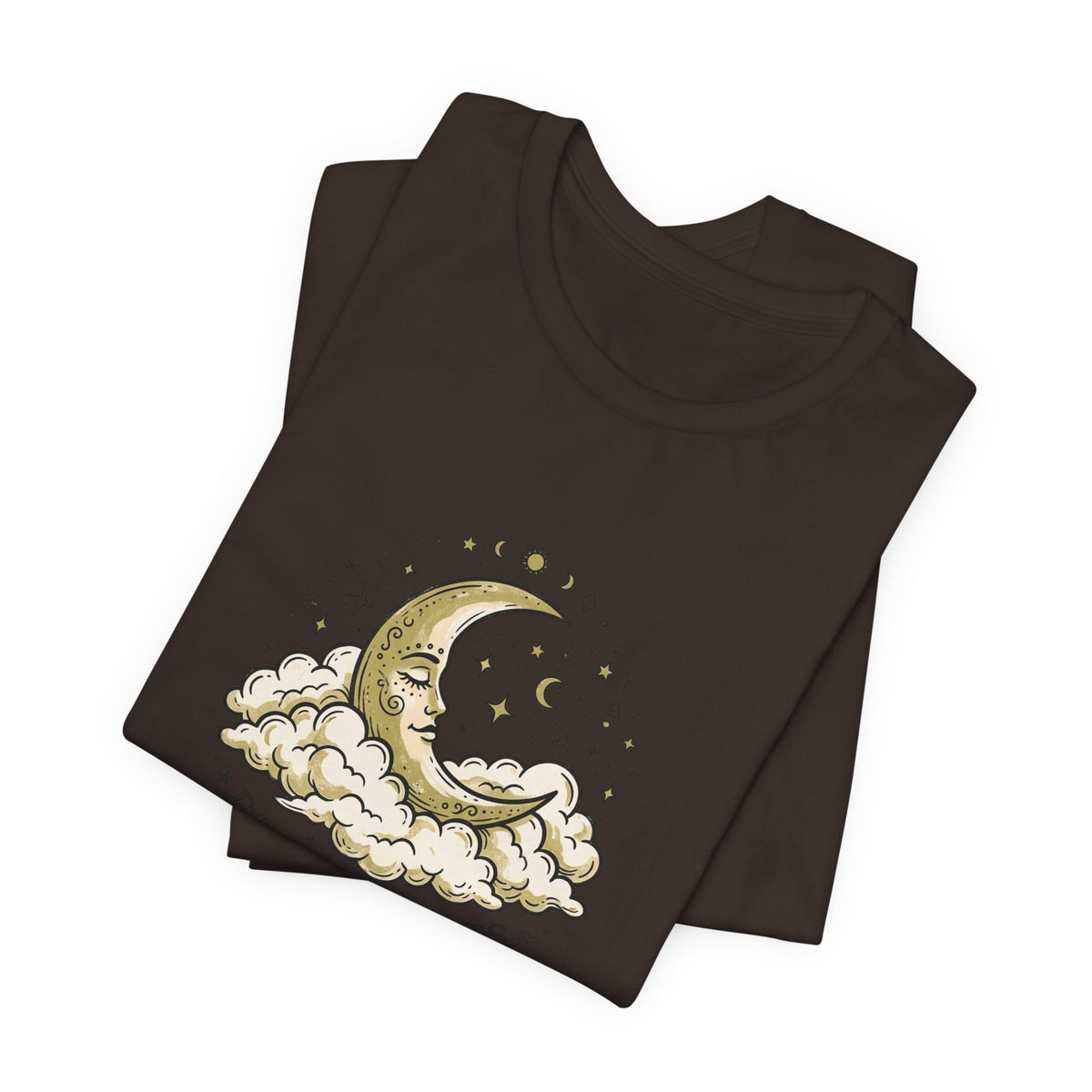 Dreamy Nights Moon Tee — Vintage Crescent Moon & Clouds Shirt