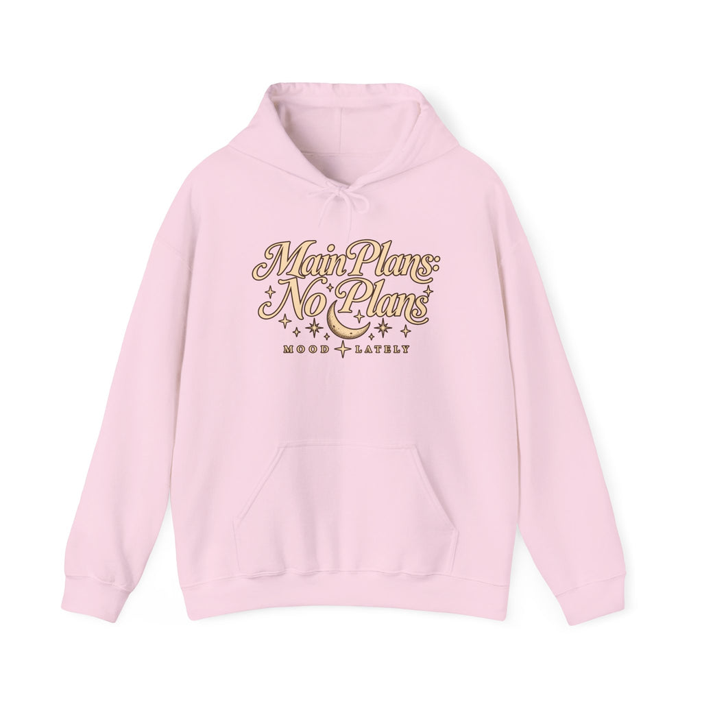 Main Plans No Plans Hoodie — Cozy Retro Graphic Pullover