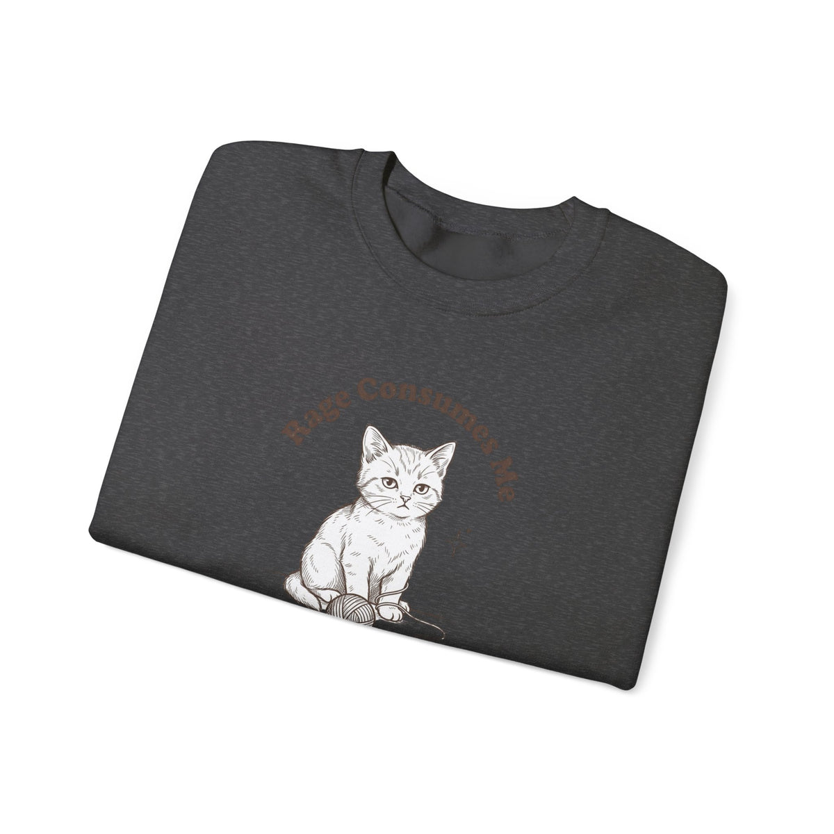 Rage Consumes Me kitten sweatshirt | vintage minimalist cat, ironic emotion