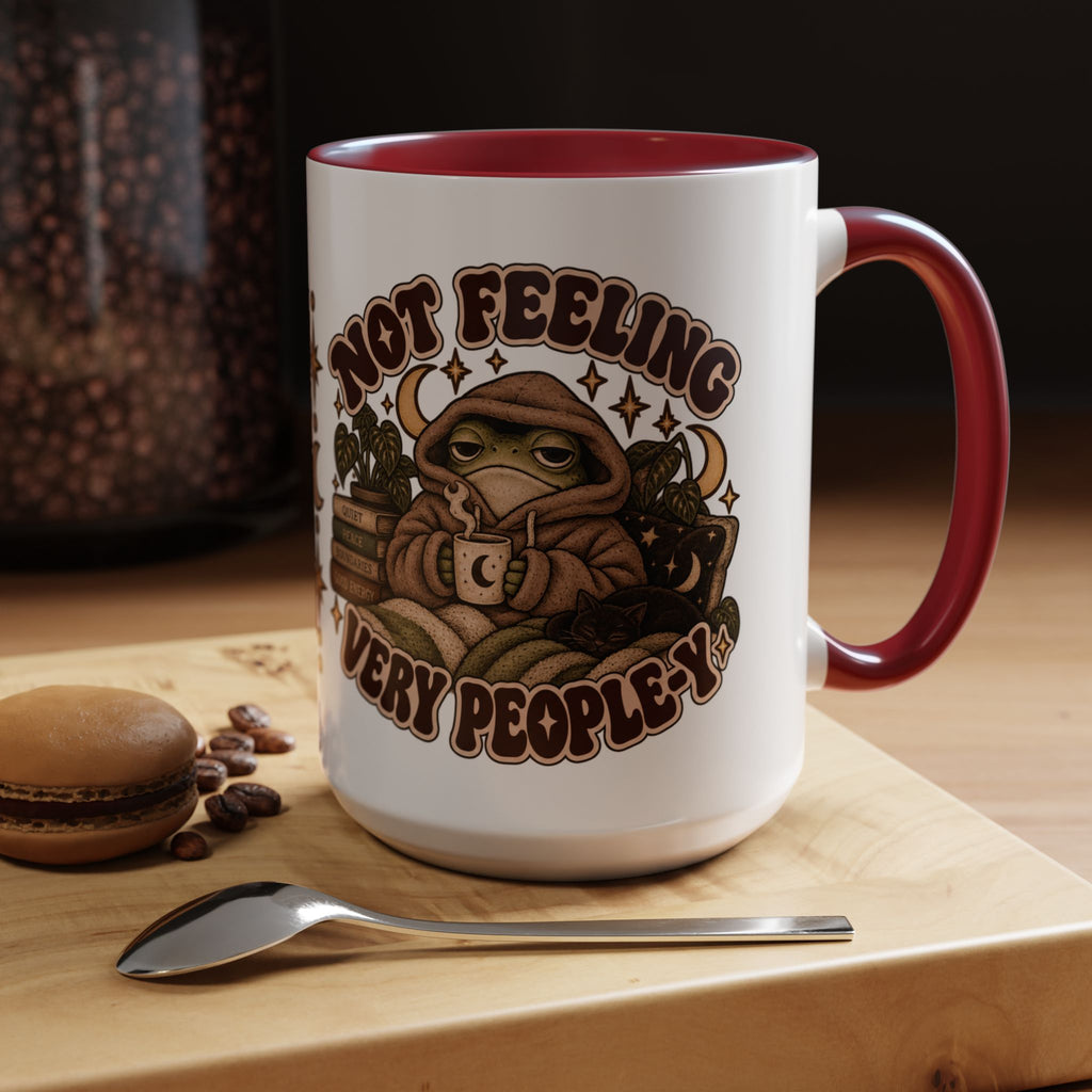 Not Feeling Very Peopley Mug — Cozy Frog Introvert Ceramic Coffee Mug
