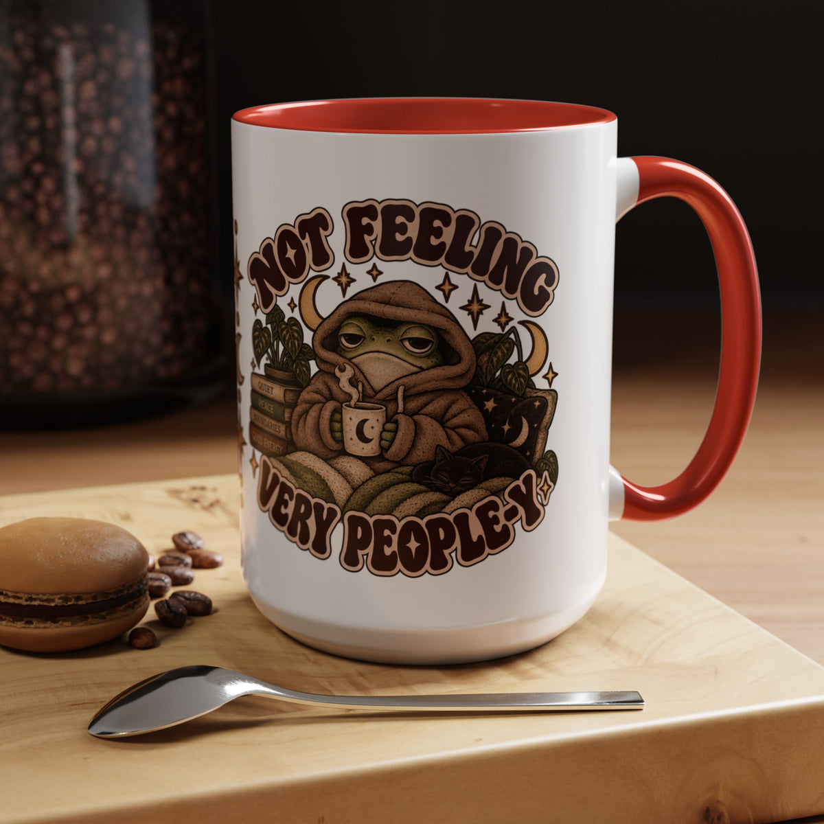 Not Feeling Very Peopley Mug — Cozy Frog Introvert Ceramic Coffee Mug