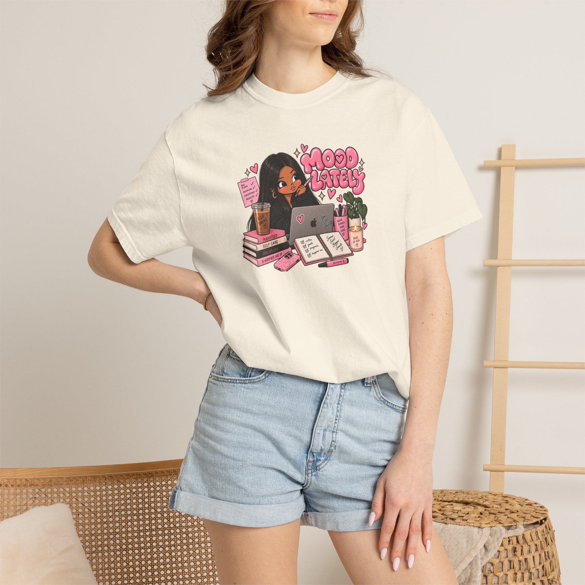 Mood Lately T-Shirt — Cute Study Girl Graphic Tee