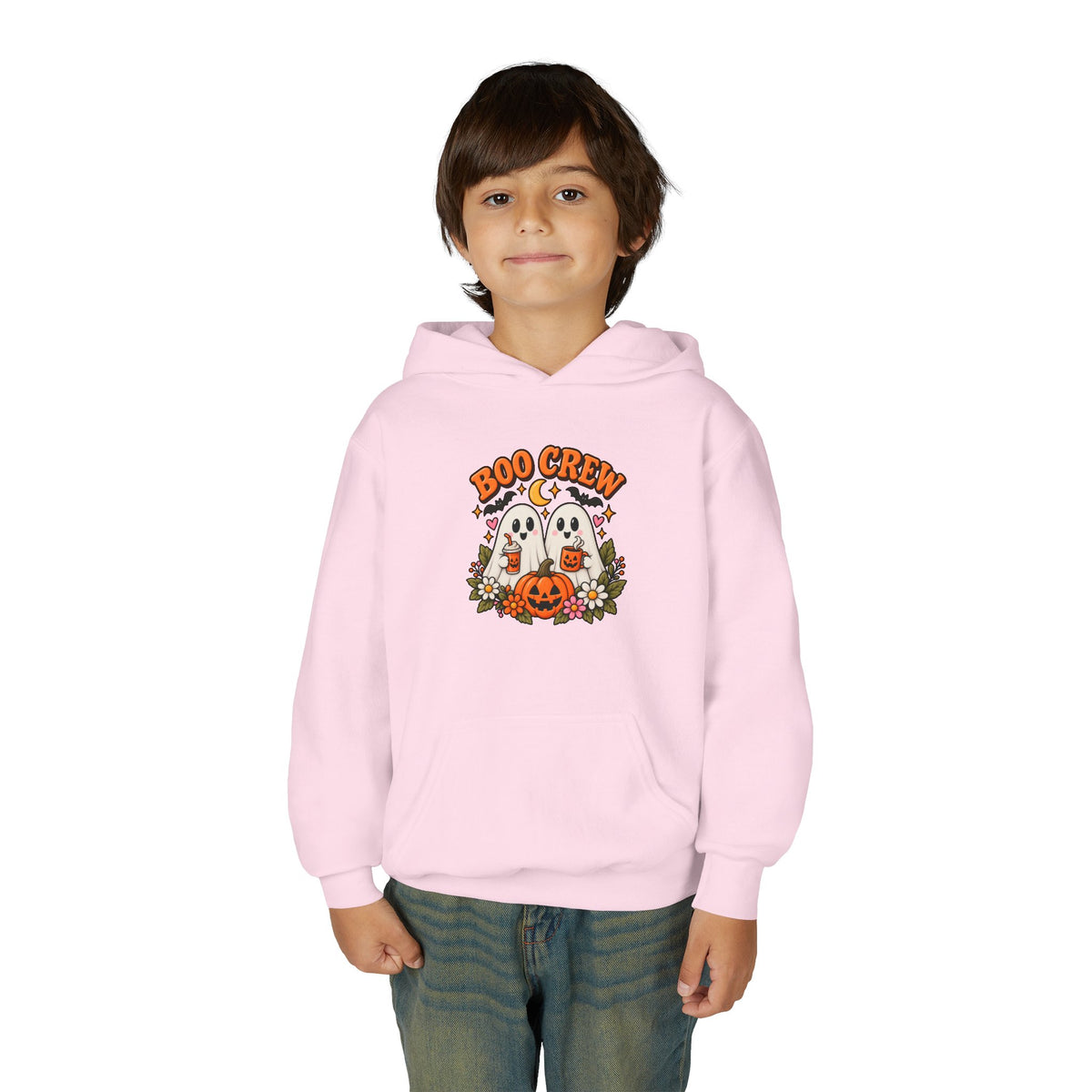 Youth 'Boo Crew' Halloween Hoodie — Cute Ghosts & Pumpkin Kids Sweatshirt