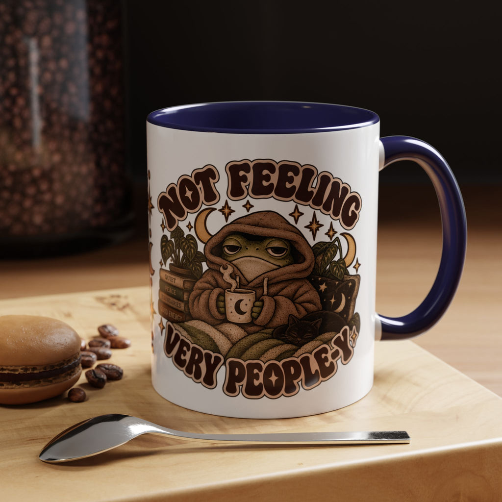 Not Feeling Very Peopley Mug — Cozy Frog Introvert Ceramic Coffee Mug