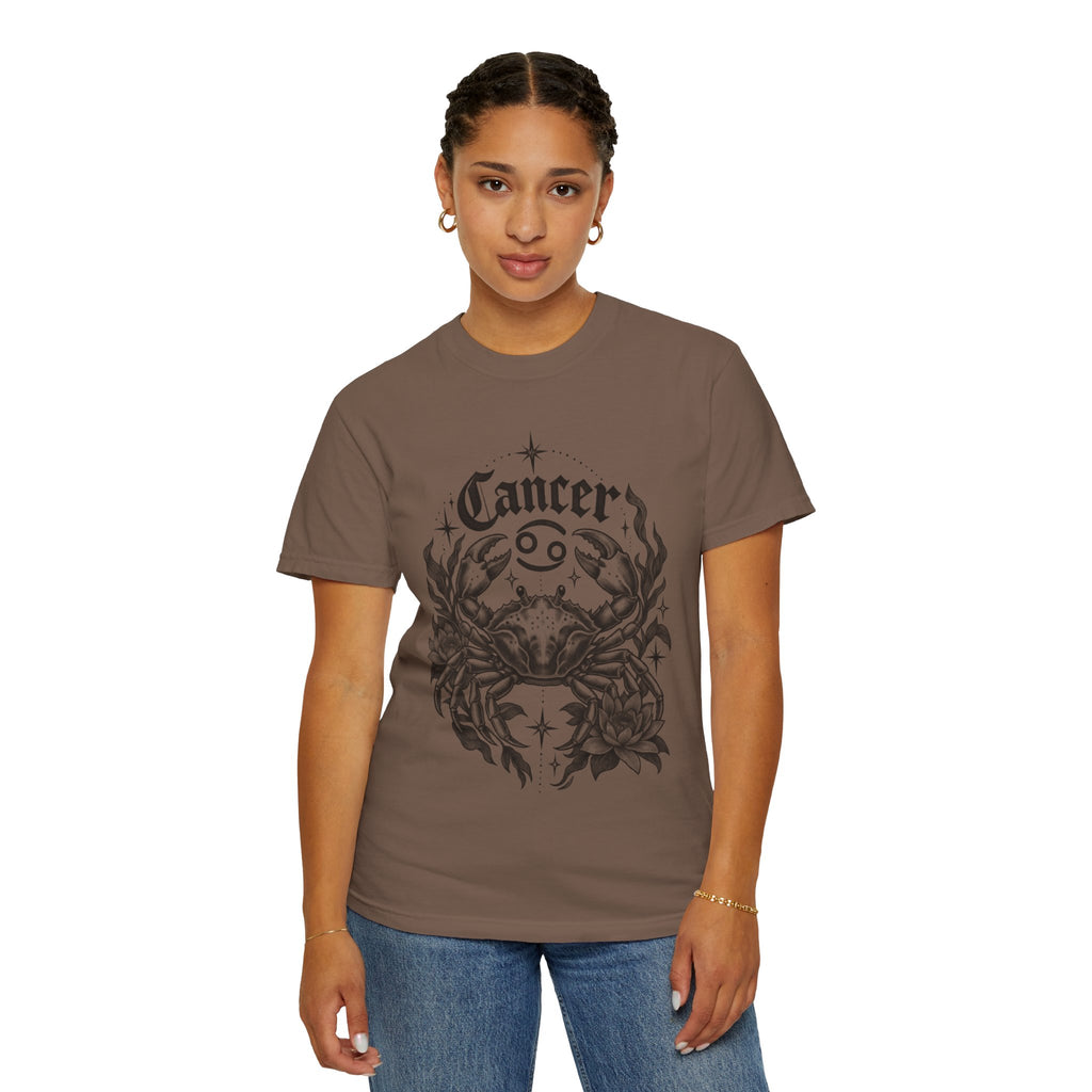 Cancer Zodiac T-Shirt — Floral Crab Astrology Tee