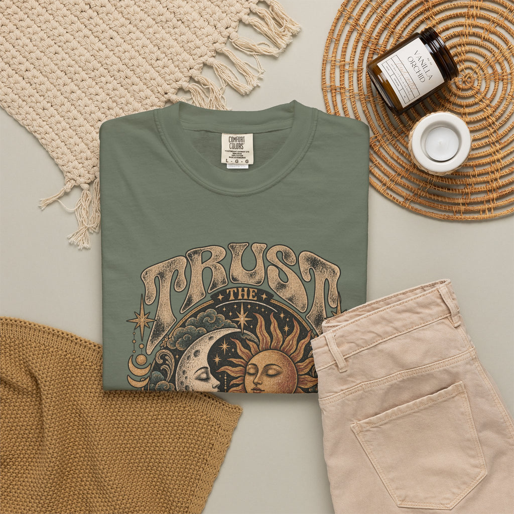 Trust the Universe T-Shirt — Vintage Sun & Moon Graphic
