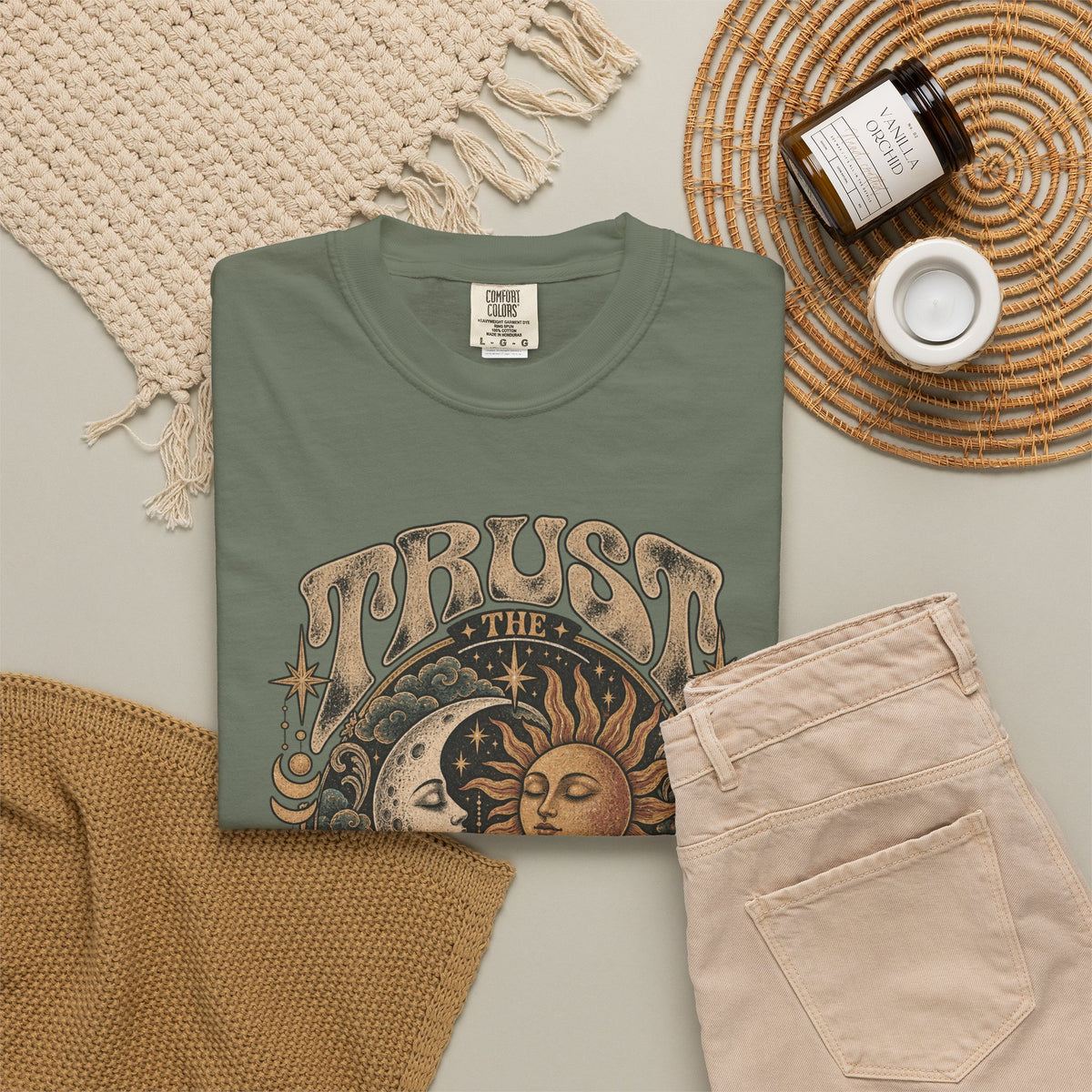 Trust the Universe T-Shirt — Vintage Sun & Moon Graphic
