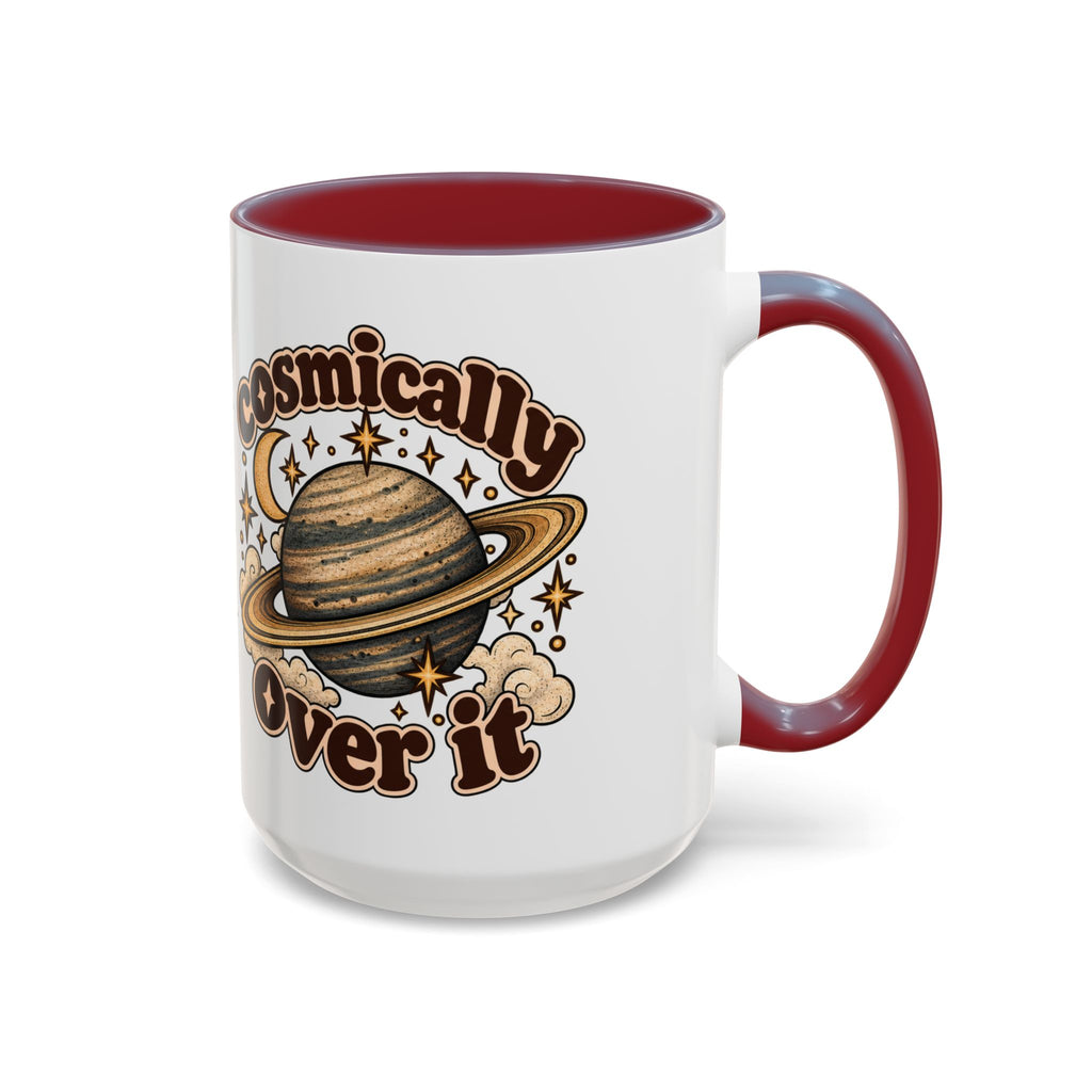 Cosmically Over It Mug — Retro Planet Celestial Ceramic Coffee Mug