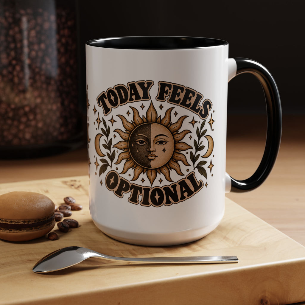 Today Feels Optional Mug — Vintage Sun & Moon Ceramic Coffee Mug