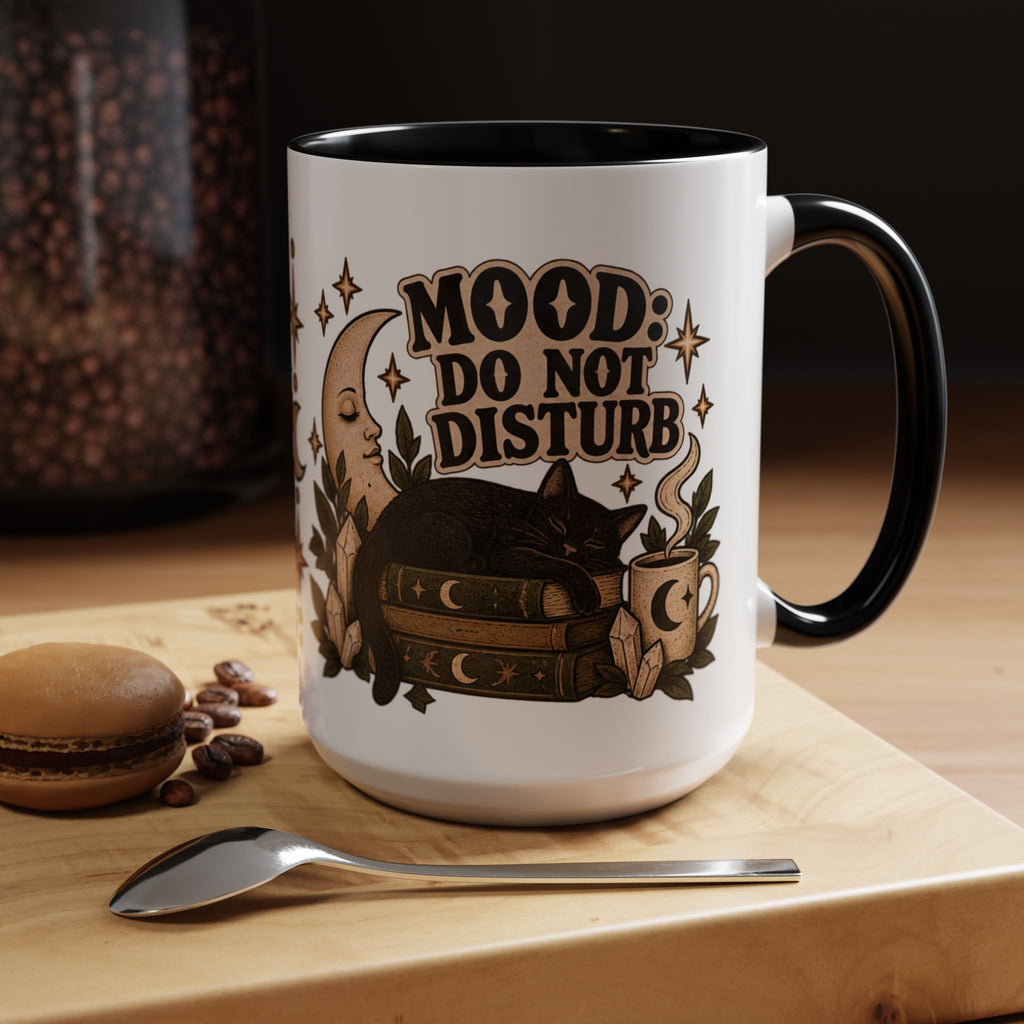 Mood: Do Not Disturb Mug — Sleepy Cat & Moon Ceramic Coffee Mug