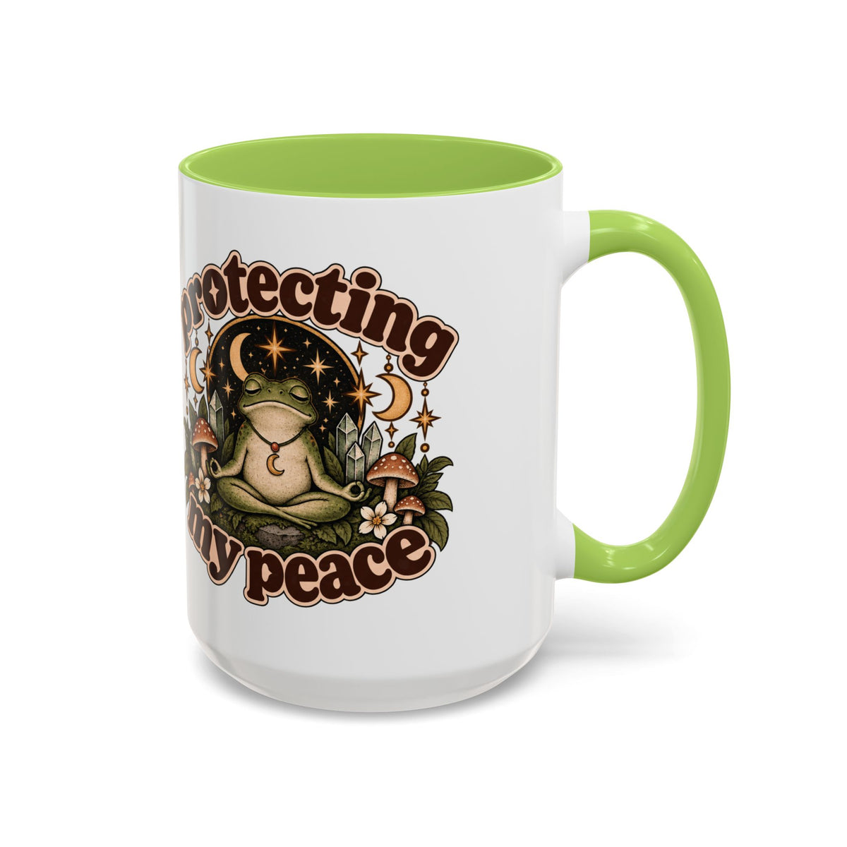 Protecting My Peace Mug — Frog & Mushroom Ceramic Coffee Mug
