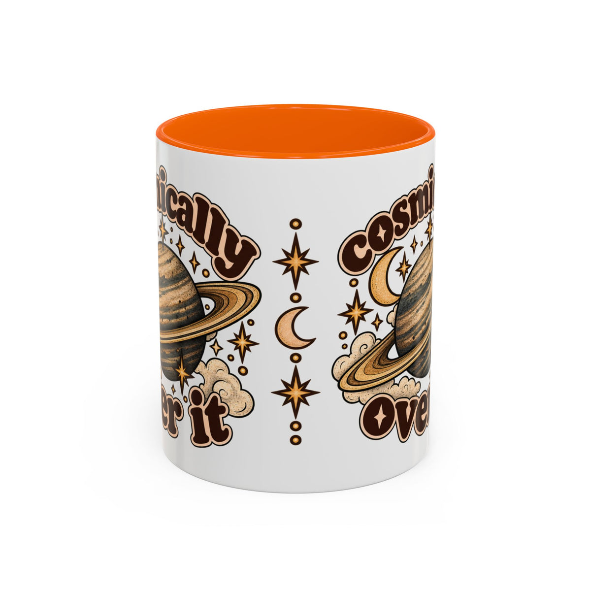 Cosmically Over It Mug — Retro Planet Celestial Ceramic Coffee Mug