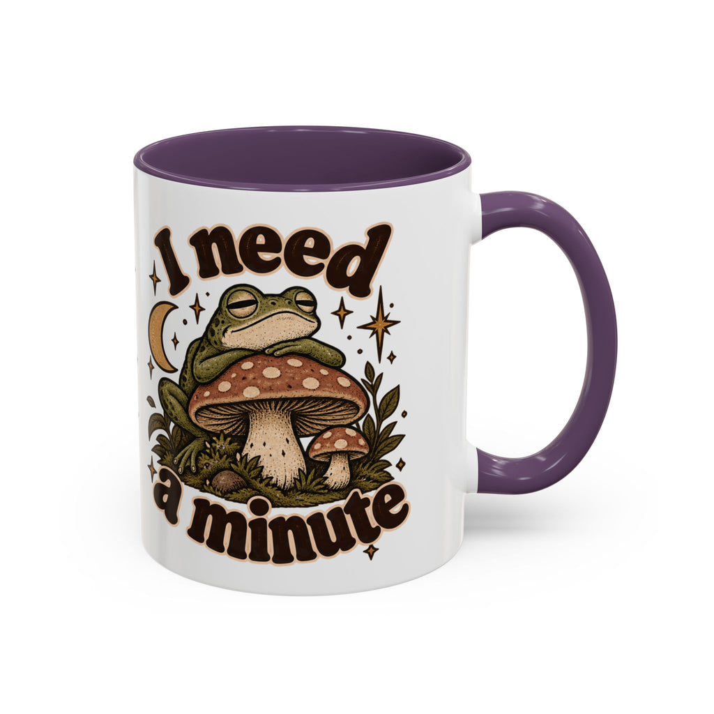 I Need a Minute Mug — Cozy Frog & Mushroom Ceramic Coffee Mug