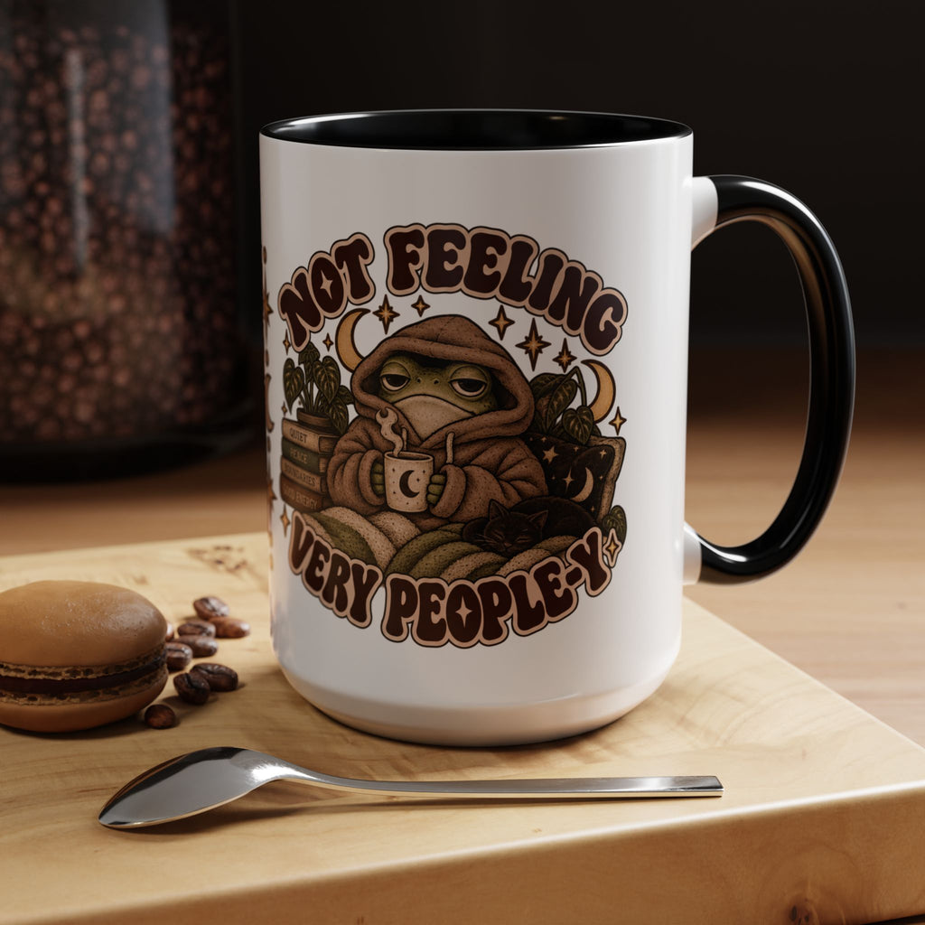 Not Feeling Very Peopley Mug — Cozy Frog Introvert Ceramic Coffee Mug