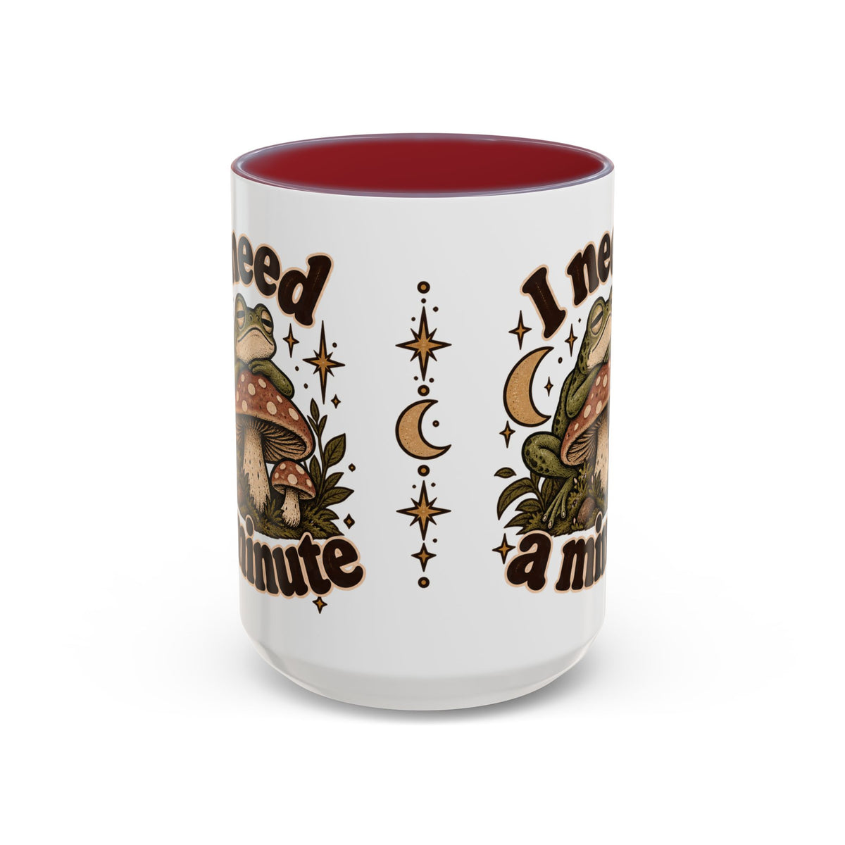 I Need a Minute Mug — Cozy Frog & Mushroom Ceramic Coffee Mug