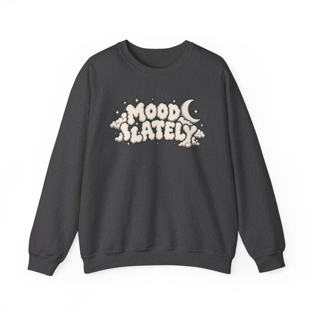 Mood Lately Crewneck Sweatshirt — Retro Cloud Lettering Graphic Pullover