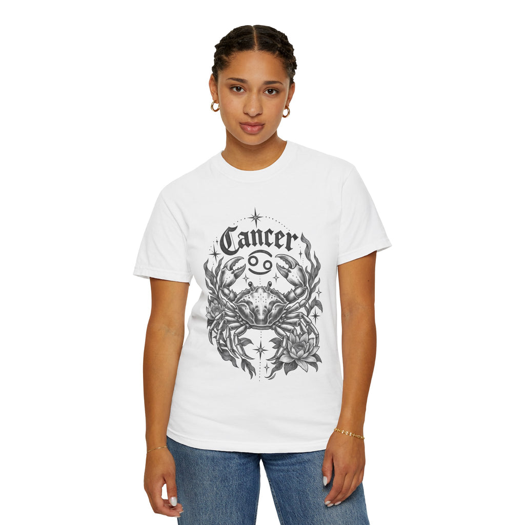Cancer Zodiac T-Shirt — Floral Crab Astrology Tee