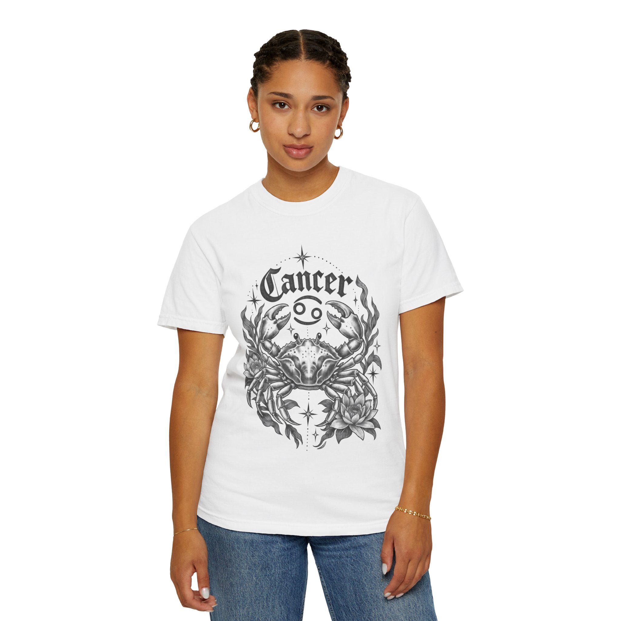 Cancer Zodiac T-Shirt — Floral Crab Astrology Tee
