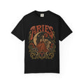 Aries Zodiac T‑Shirt — Vintage Moon & Ram Astrology Tee