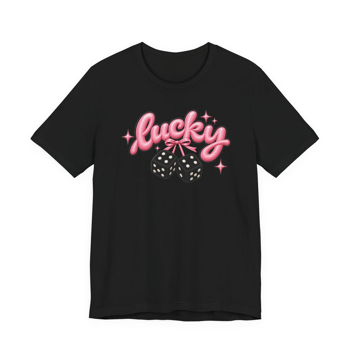 Lucky Dice Tee — Pink Retro "Lucky" Graphic T-Shirt