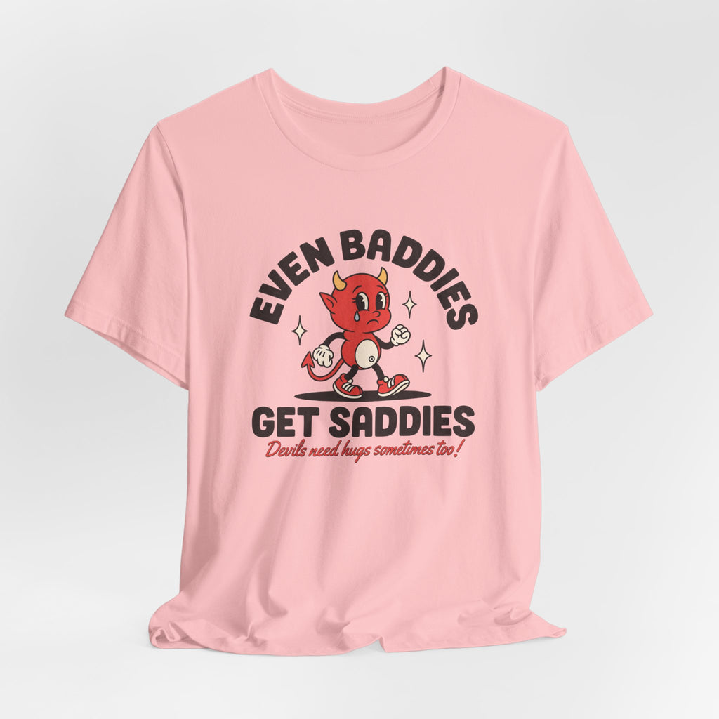 Even Baddies Get Saddies Tee — Retro Devil Character Sadness Graphic T-Shirt