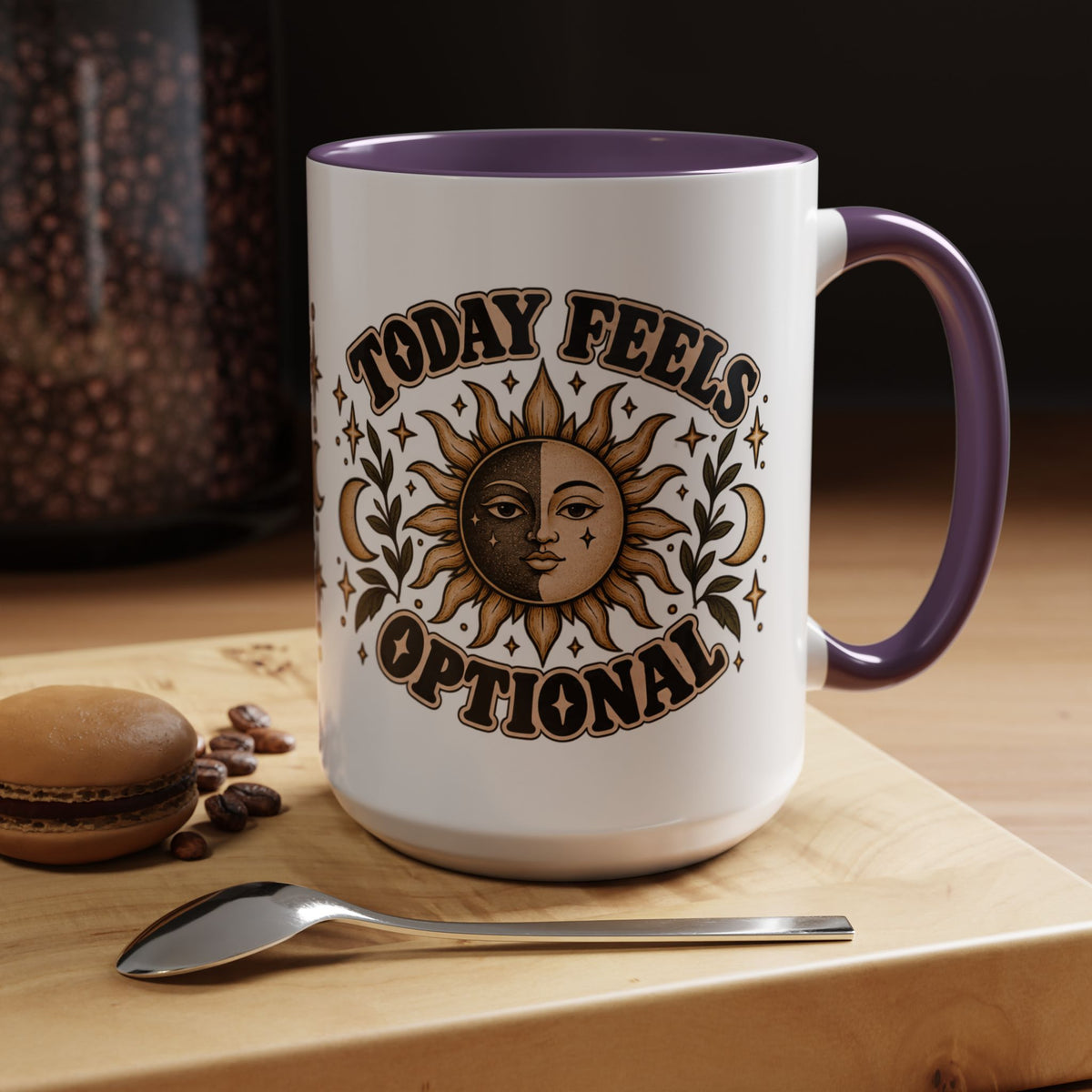 Today Feels Optional Mug — Vintage Sun & Moon Ceramic Coffee Mug