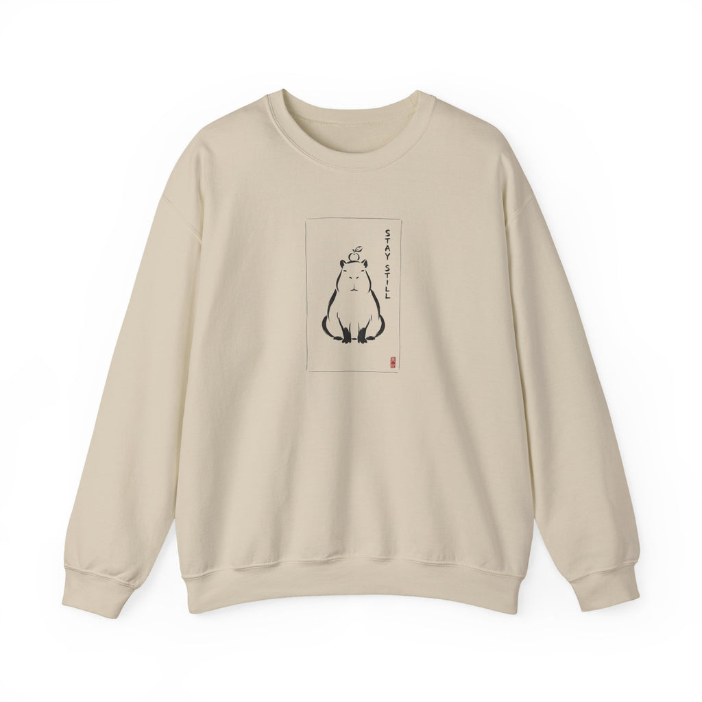Calm Anime-style Capybara Sweatshirt | Japanese Ink Cat Aesthetic
