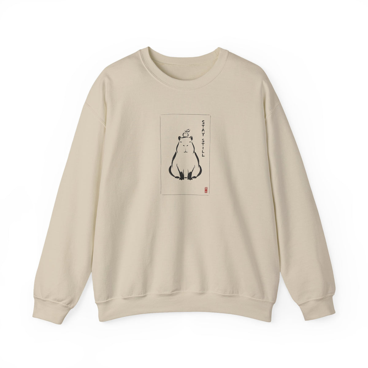Calm Anime-style Capybara Sweatshirt | Japanese Ink Cat Aesthetic