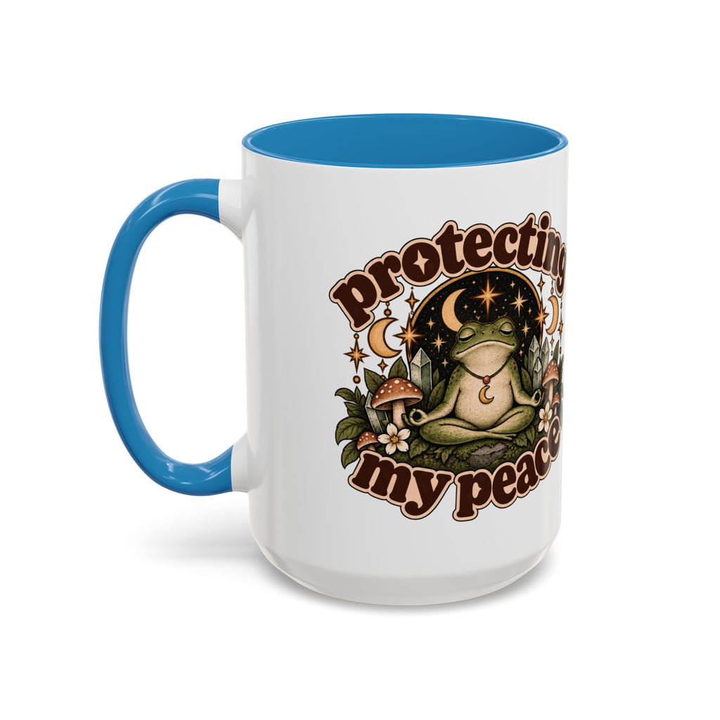 Protecting My Peace Mug — Frog & Mushroom Ceramic Coffee Mug