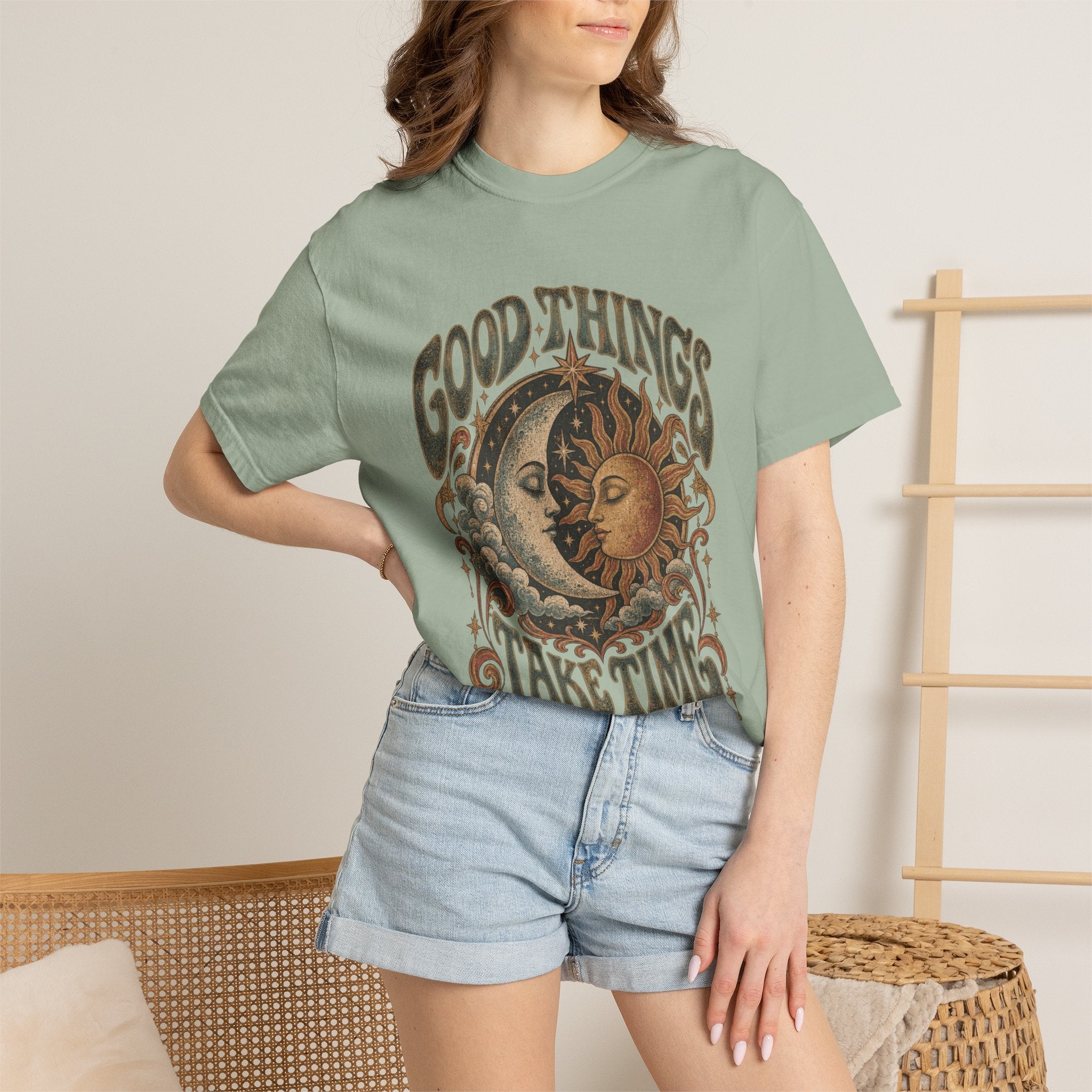 Good Things Take Time Tee — Vintage Sun & Moon Graphic T-Shirt