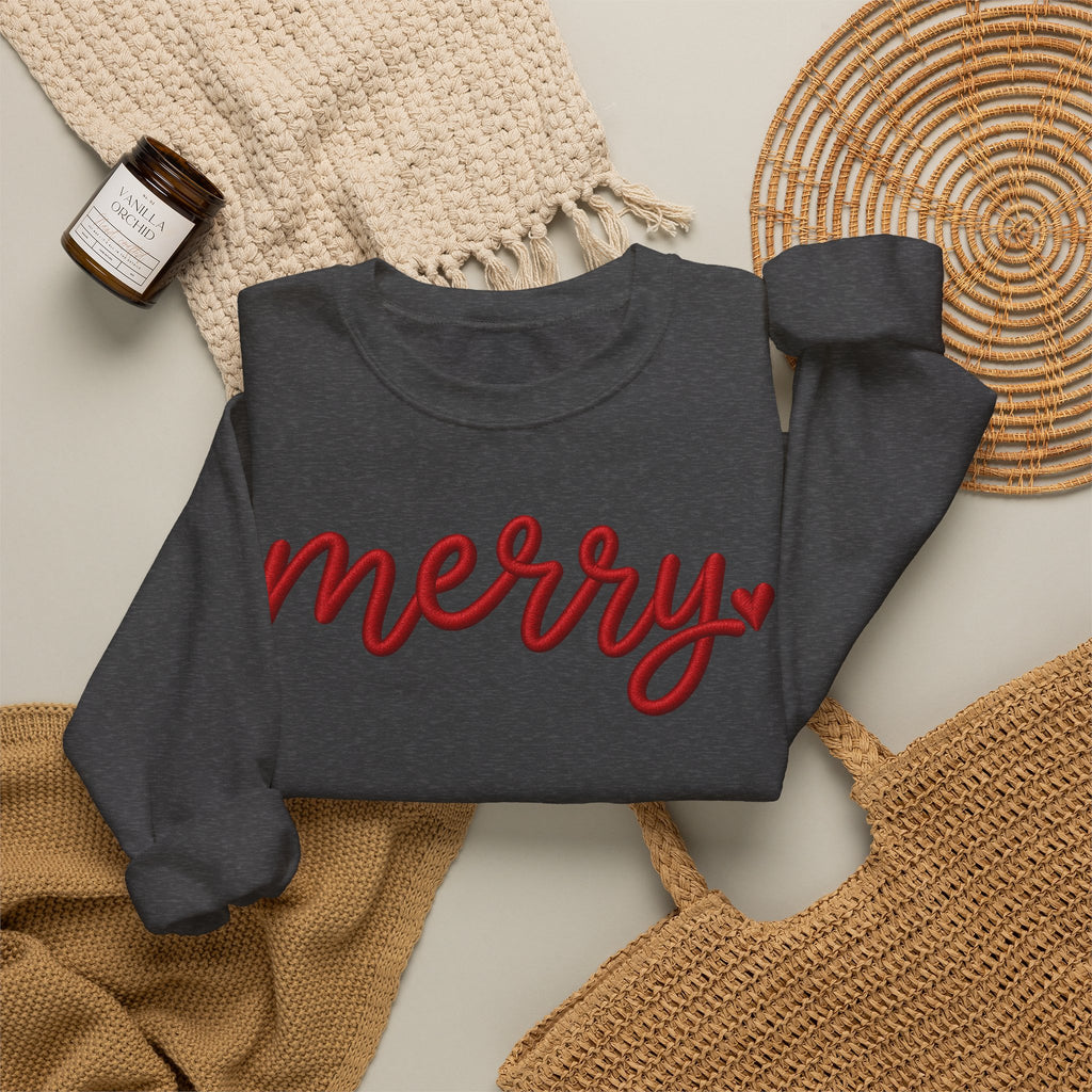 Merry Script Sweatshirt — Cozy Holiday Crewneck
