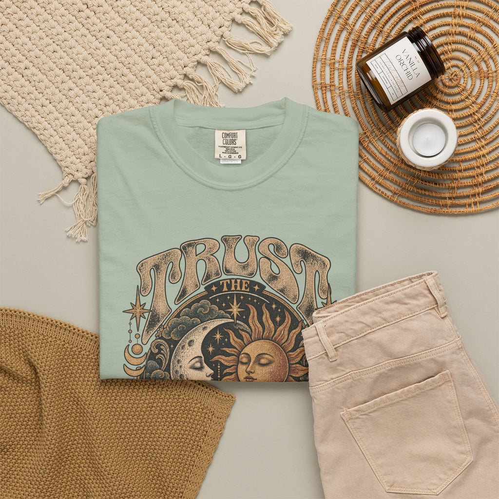 Trust the Universe T-Shirt — Vintage Sun & Moon Graphic