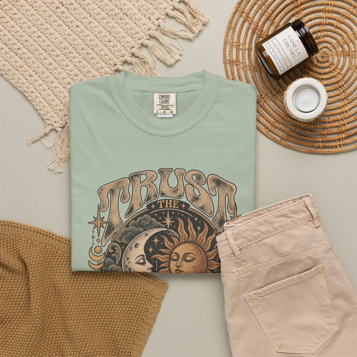 Trust the Universe T-Shirt — Vintage Sun & Moon Graphic