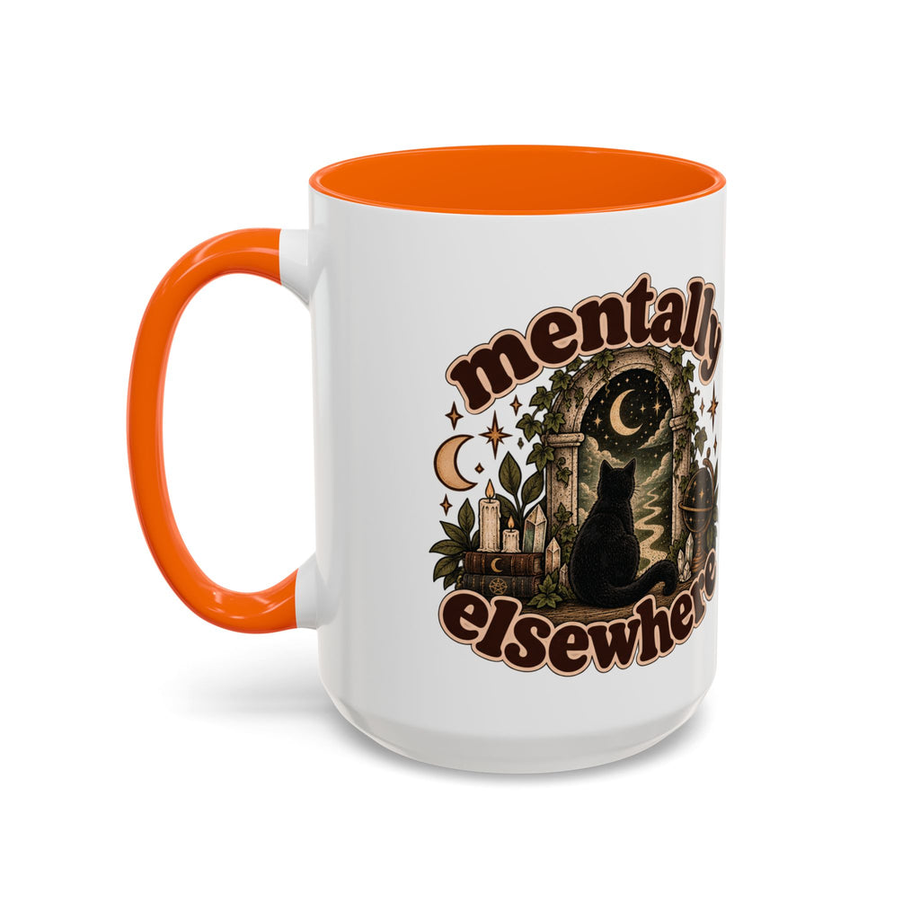 Mentally Elsewhere Mug — Black Cat Celestial Ceramic Coffee Mug