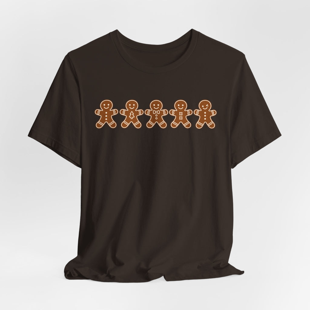 Gingerbread Friends T-Shirt — Cute Row of Gingerbread Men Holiday Tee
