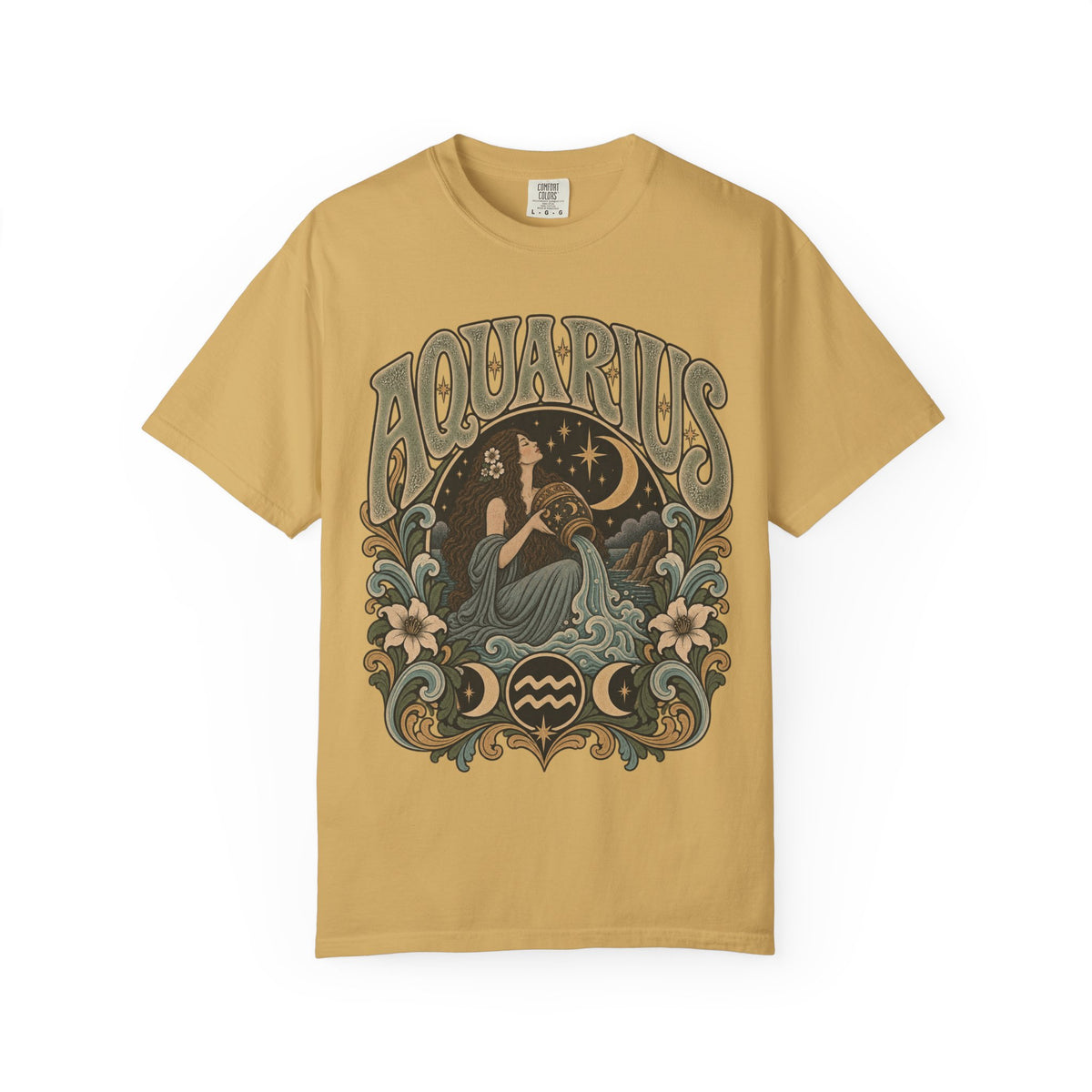 Vintage Aquarius Zodiac Tee — Retro Celestial Astrology T-Shirt