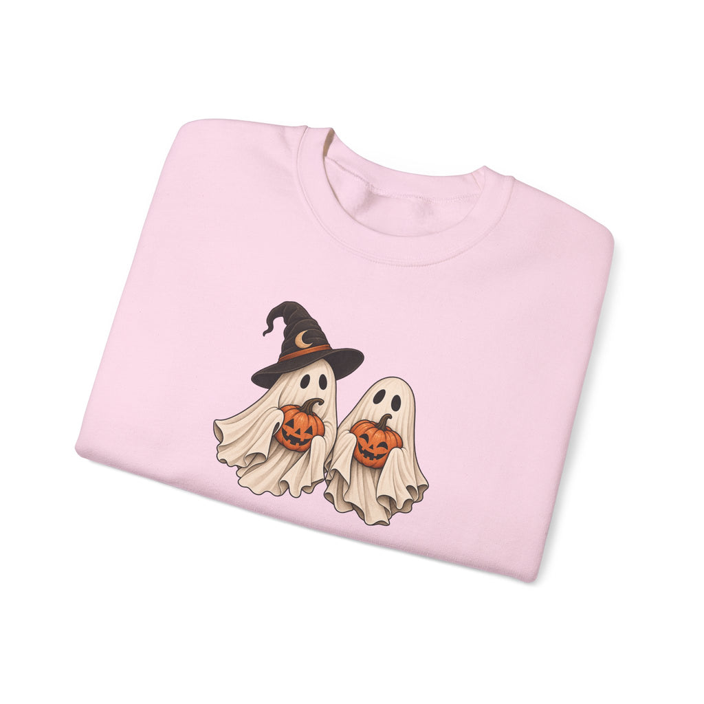 Halloween Ghosts Crewneck Sweatshirt — Cute Witch & Ghost Trick-or-Treat Design